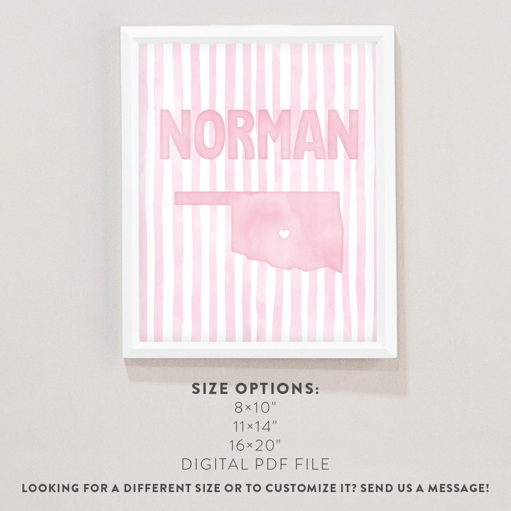 Norman, Oklahoma Pink Pastel Poster