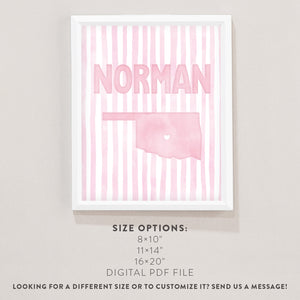 Norman, Oklahoma Pink Pastel Poster
