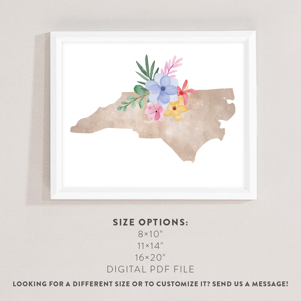 north carolina map poster