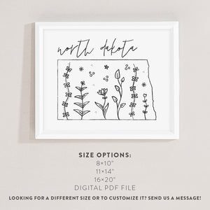 north dakota map print