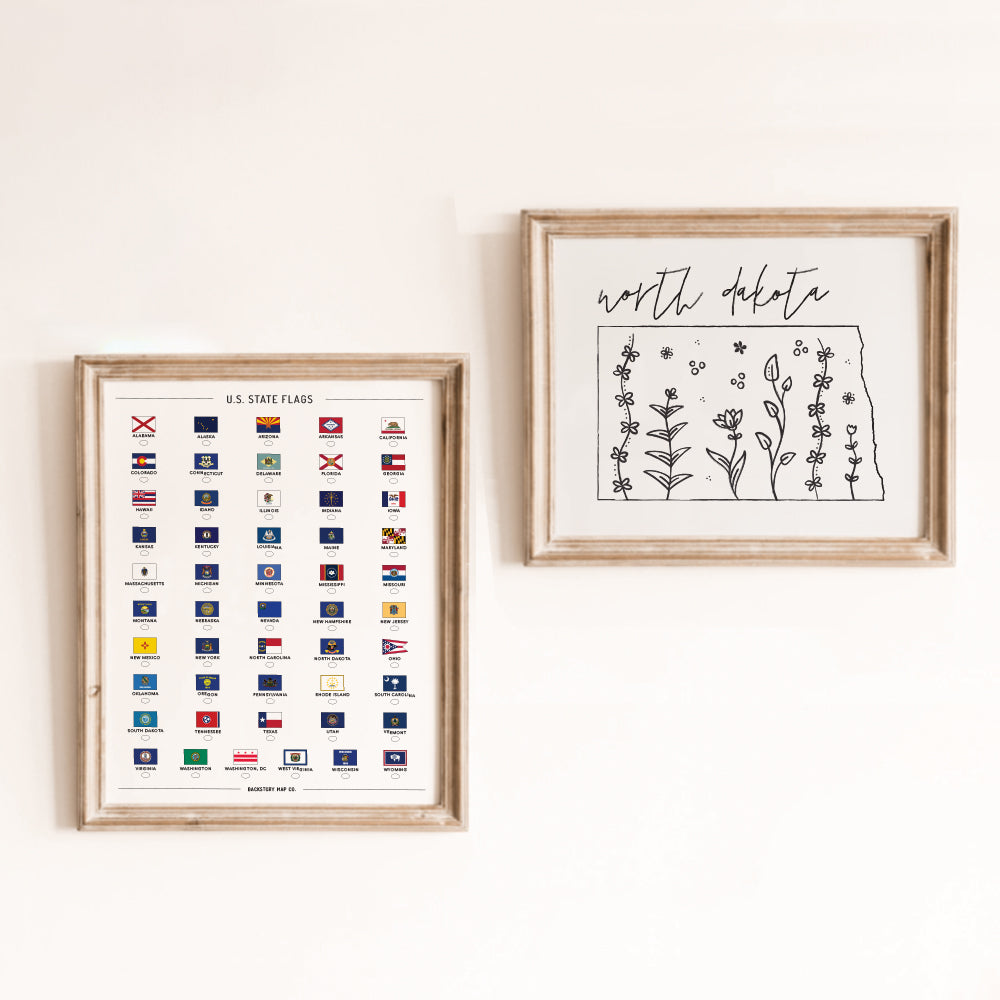 north dakota map poster