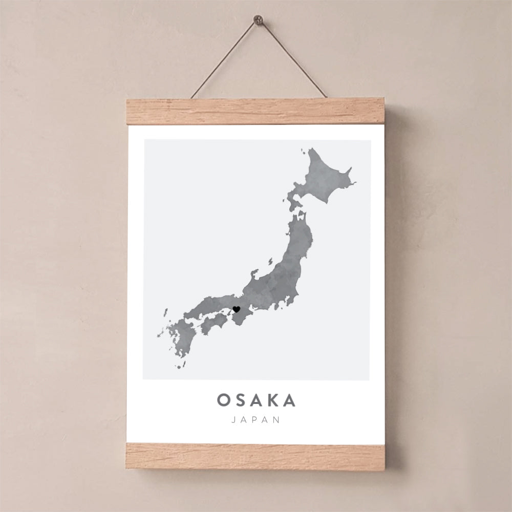 osaka japan map art print