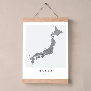 osaka japan map art print