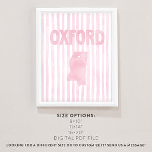 Oxford, Mississippi Pink Pastel Poster