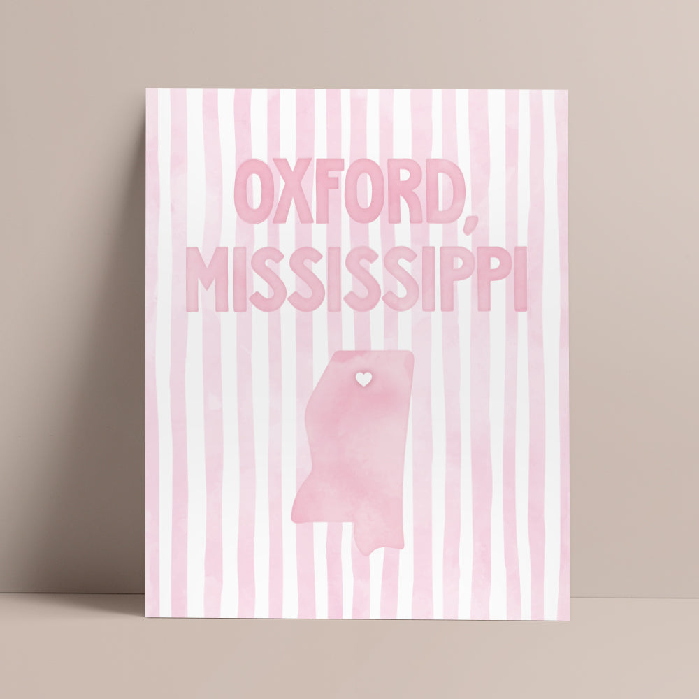 Oxford, Mississippi Pink Pastel Poster