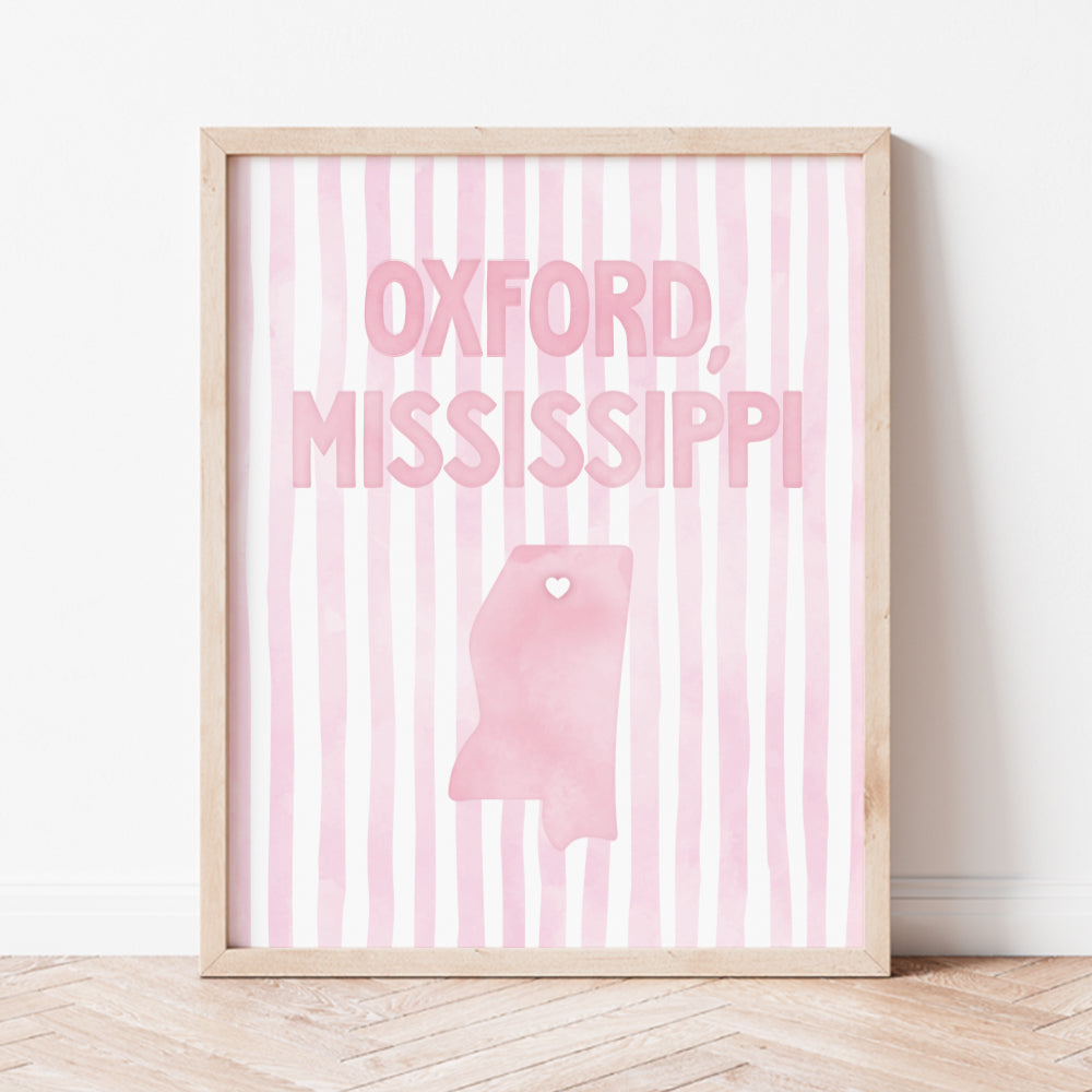 Oxford, Mississippi Pink Pastel Poster