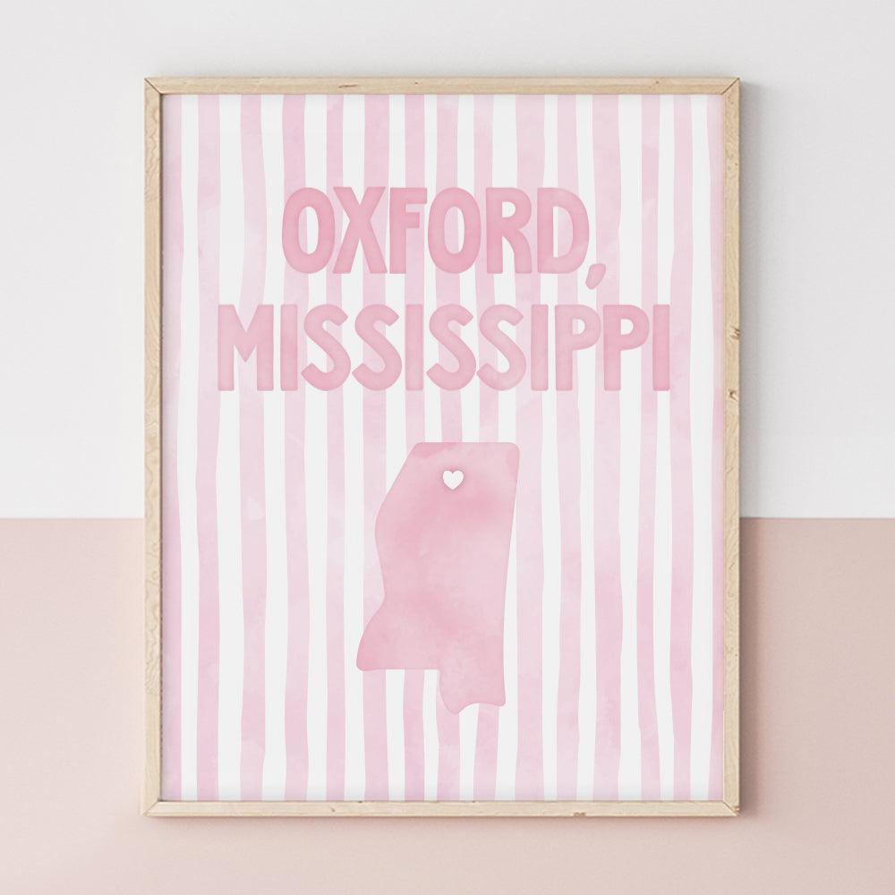 Oxford, Mississippi Pink Pastel Poster
