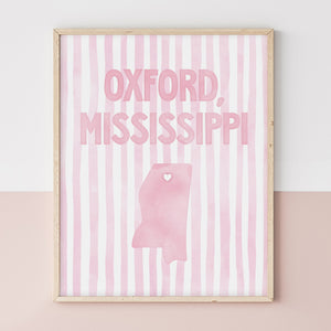 Oxford, Mississippi Pink Pastel Poster