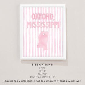 Oxford, Mississippi Pink Pastel Poster