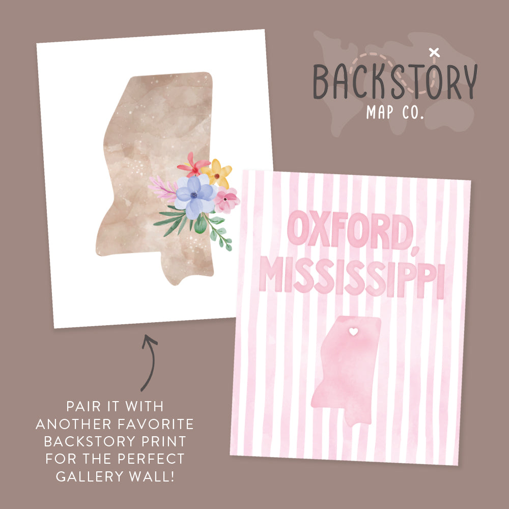 Oxford, Mississippi Pink Pastel Poster