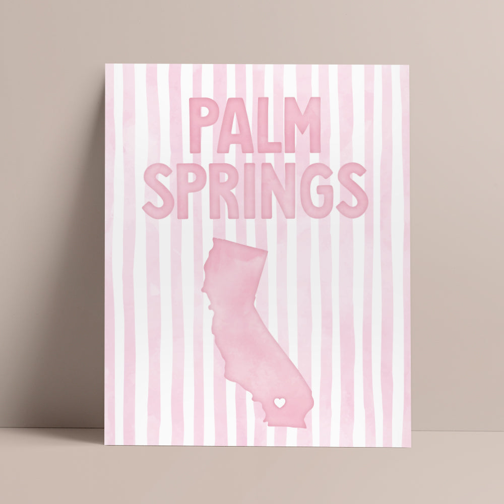 Palm Springs California Poster · Palm Springs Pink Pastel Wall Art