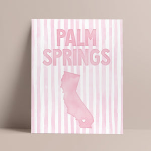 Palm Springs California Poster · Palm Springs Pink Pastel Wall Art
