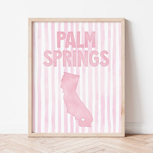 Palm Springs California Poster · Palm Springs Pink Pastel Wall Art