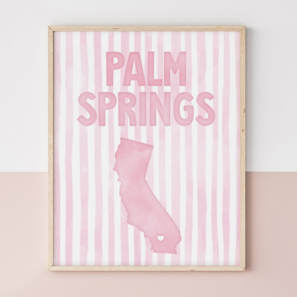 Palm Springs California Poster · Palm Springs Pink Pastel Wall Art
