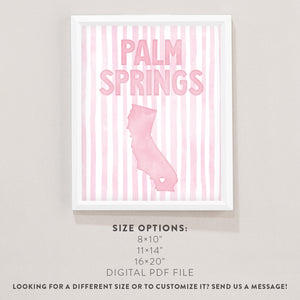 Palm Springs California Poster · Palm Springs Pink Pastel Wall Art