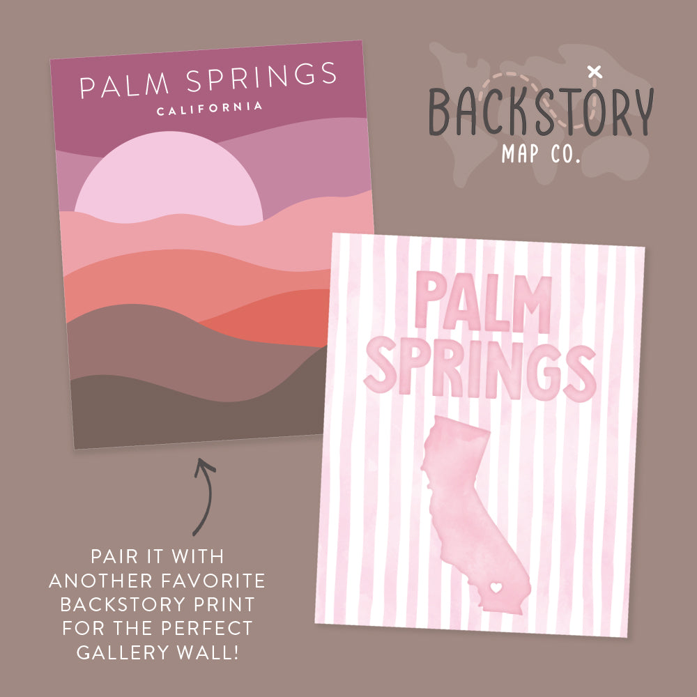 Palm Springs California Poster · Palm Springs Pink Pastel Wall Art