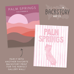 Palm Springs California Poster · Palm Springs Pink Pastel Wall Art