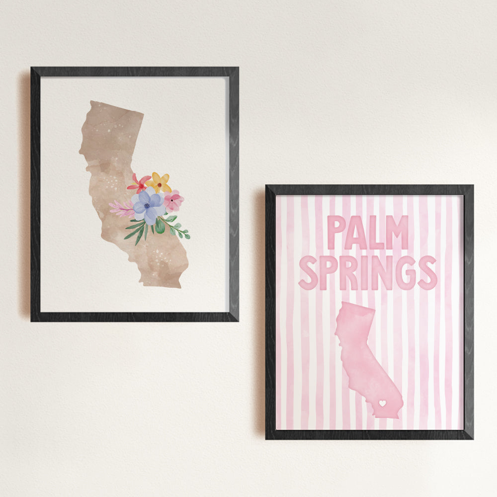 Palm Springs California Poster · Palm Springs Pink Pastel Wall Art