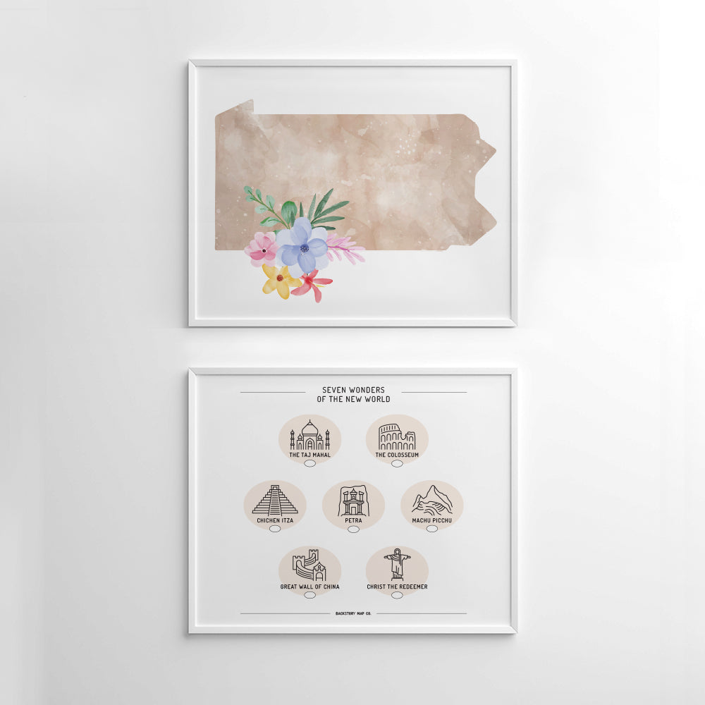 pennsylvania map wall art