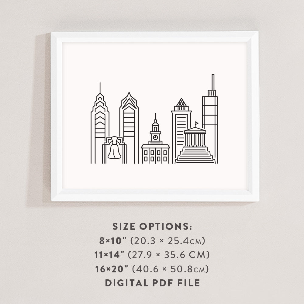 philadelphia skyline wall art