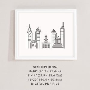 philadelphia skyline wall art