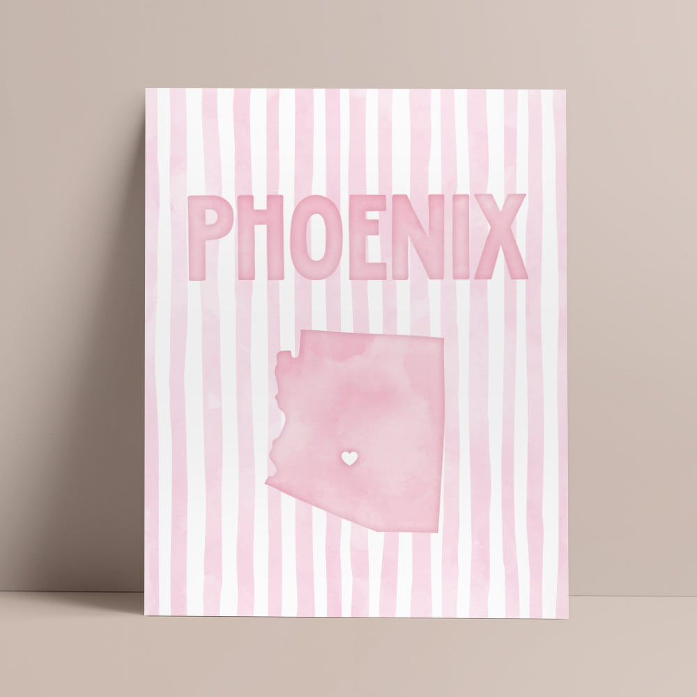 Phoenix Arizona Poster · Phoenix Pink Pastel Wall Art