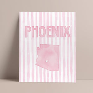 Phoenix Arizona Poster · Phoenix Pink Pastel Wall Art