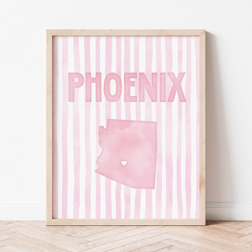 Phoenix Arizona Poster · Phoenix Pink Pastel Wall Art