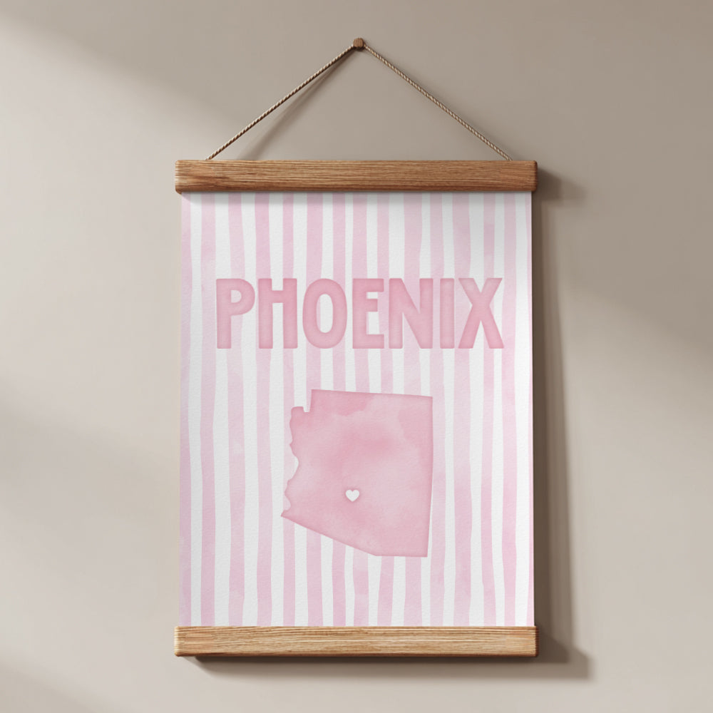 Phoenix Arizona Poster · Phoenix Pink Pastel Wall Art