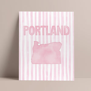 Portland Oregon Poster · Portland Oregon Pink Pastel Wall Art