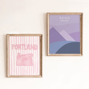 Portland Oregon Poster · Portland Oregon Pink Pastel Wall Art