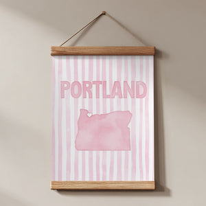 Portland Oregon Poster · Portland Oregon Pink Pastel Wall Art