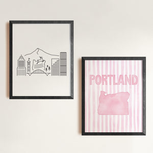 Portland Oregon Poster · Portland Oregon Pink Pastel Wall Art