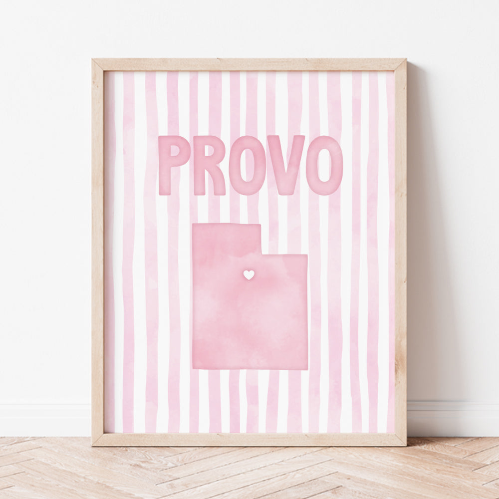 Provo Utah Poster · Provo Utah Pink Pastel Wall Art