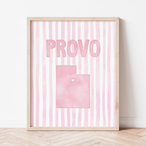 Provo Utah Poster · Provo Utah Pink Pastel Wall Art
