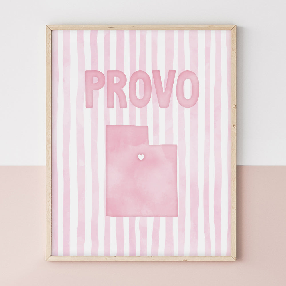 Provo Utah Poster · Provo Utah Pink Pastel Wall Art