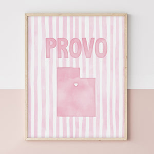 Provo Utah Poster · Provo Utah Pink Pastel Wall Art