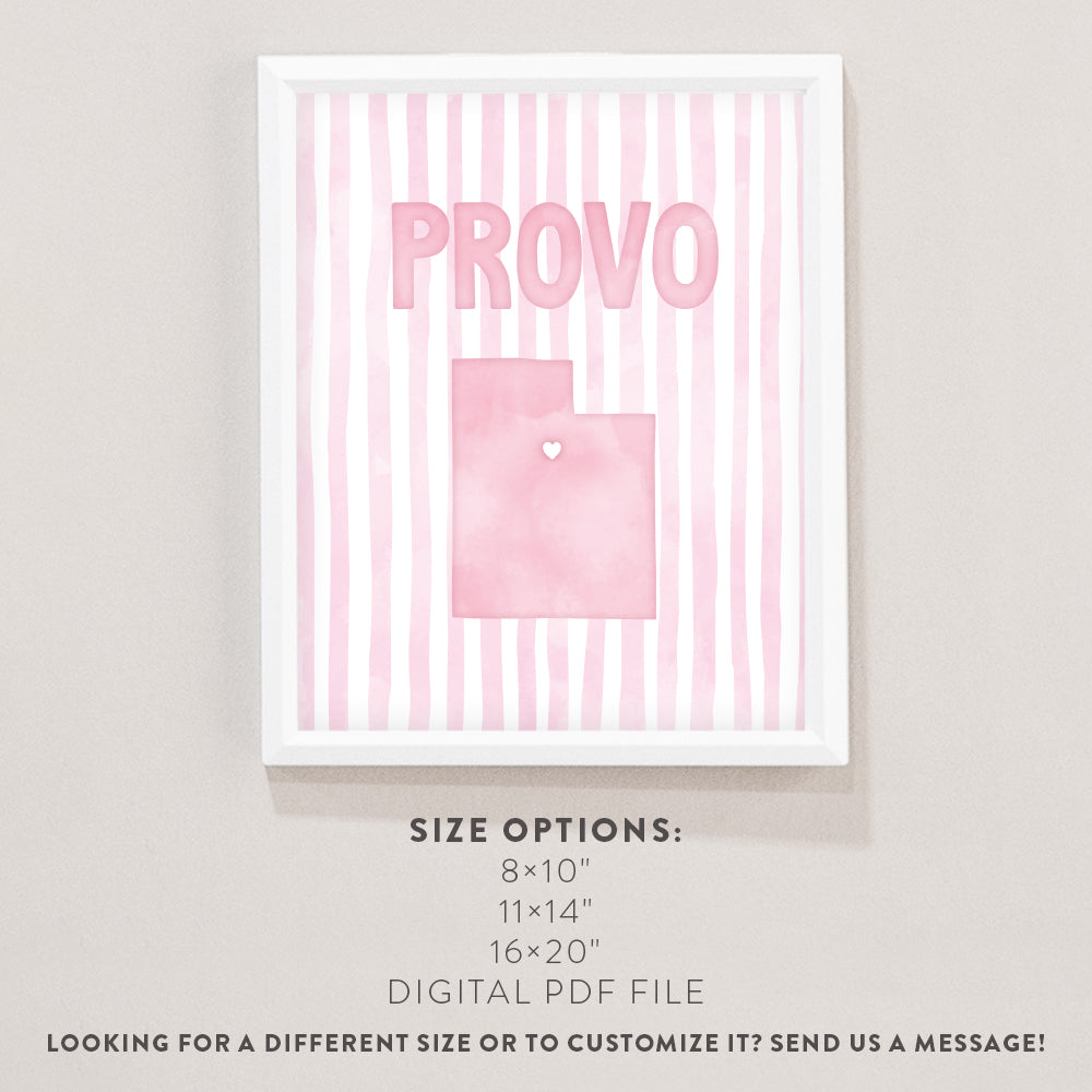 Provo Utah Poster · Provo Utah Pink Pastel Wall Art