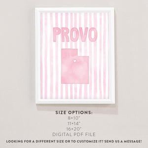 Provo Utah Poster · Provo Utah Pink Pastel Wall Art