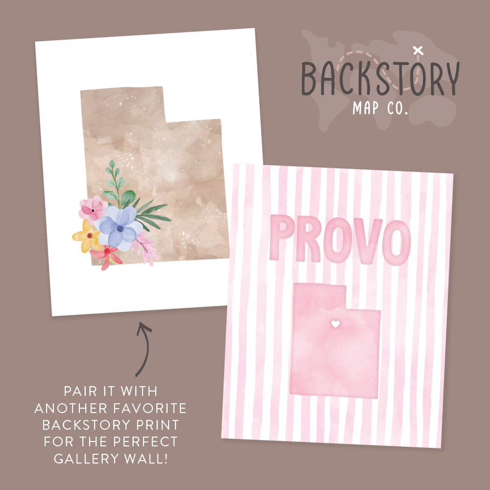 Provo Utah Poster · Provo Utah Pink Pastel Wall Art