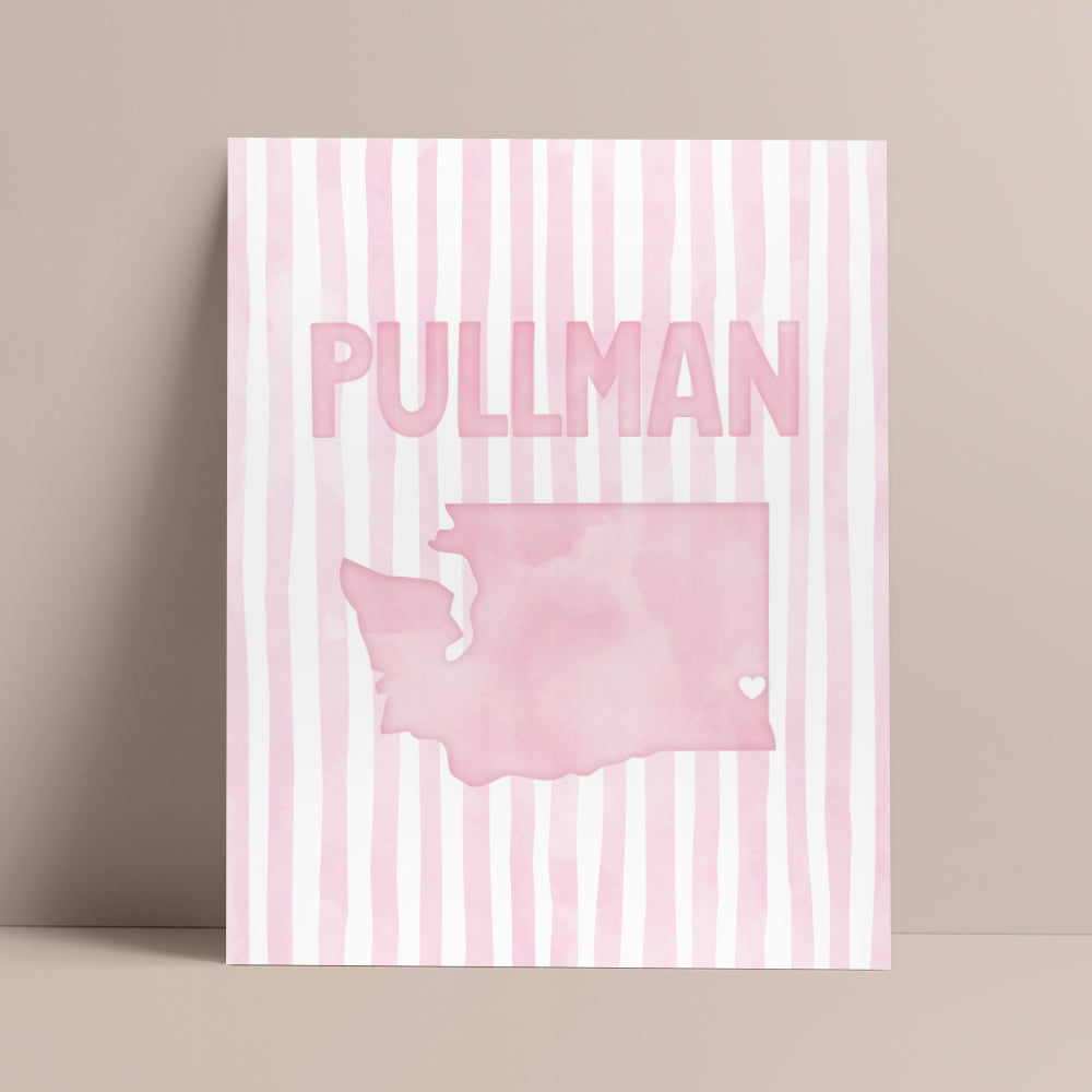 Pullman Washington Poster · Pullman Washington Pink Pastel Wall Art