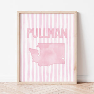 Pullman Washington Poster · Pullman Washington Pink Pastel Wall Art