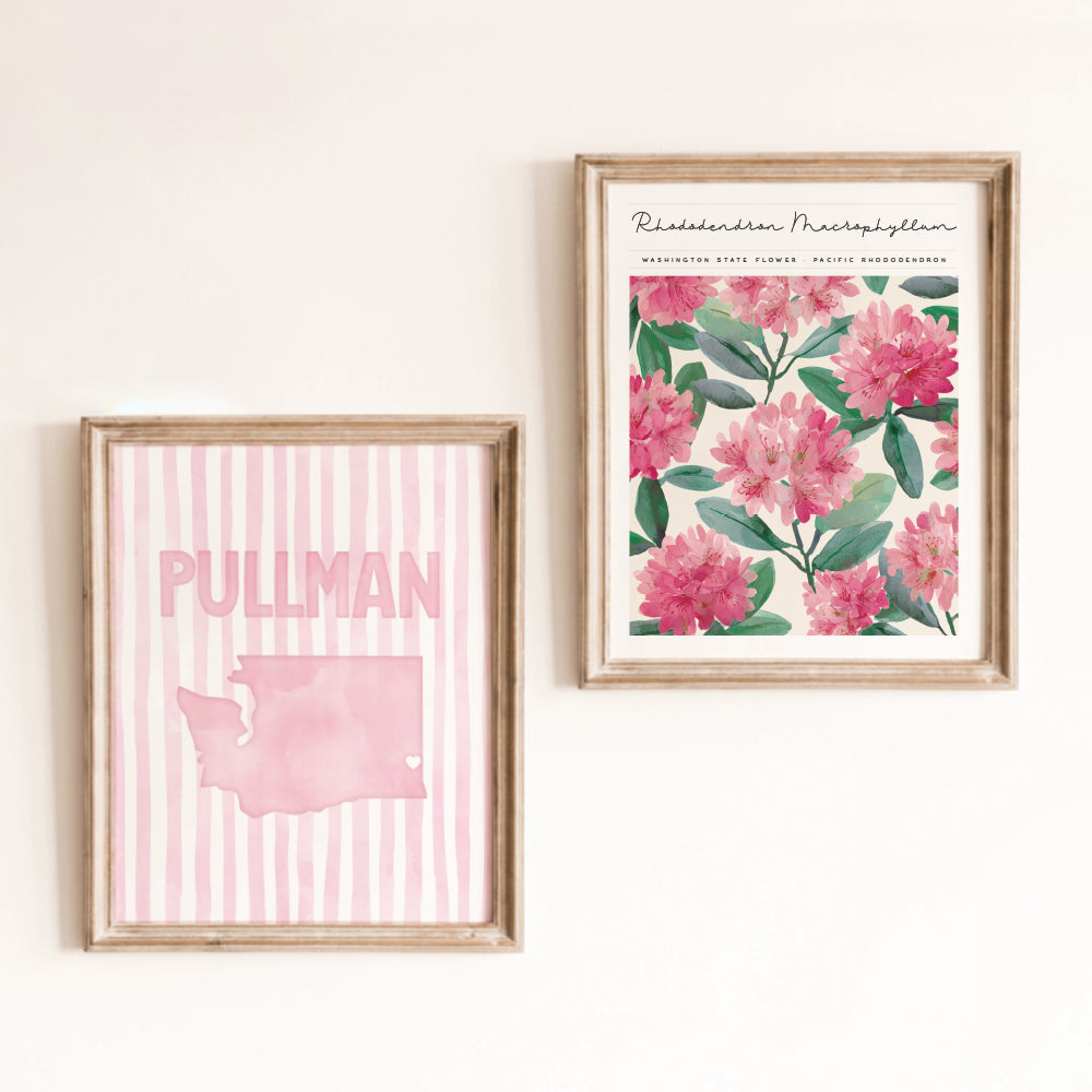 Pullman Washington Poster · Pullman Washington Pink Pastel Wall Art