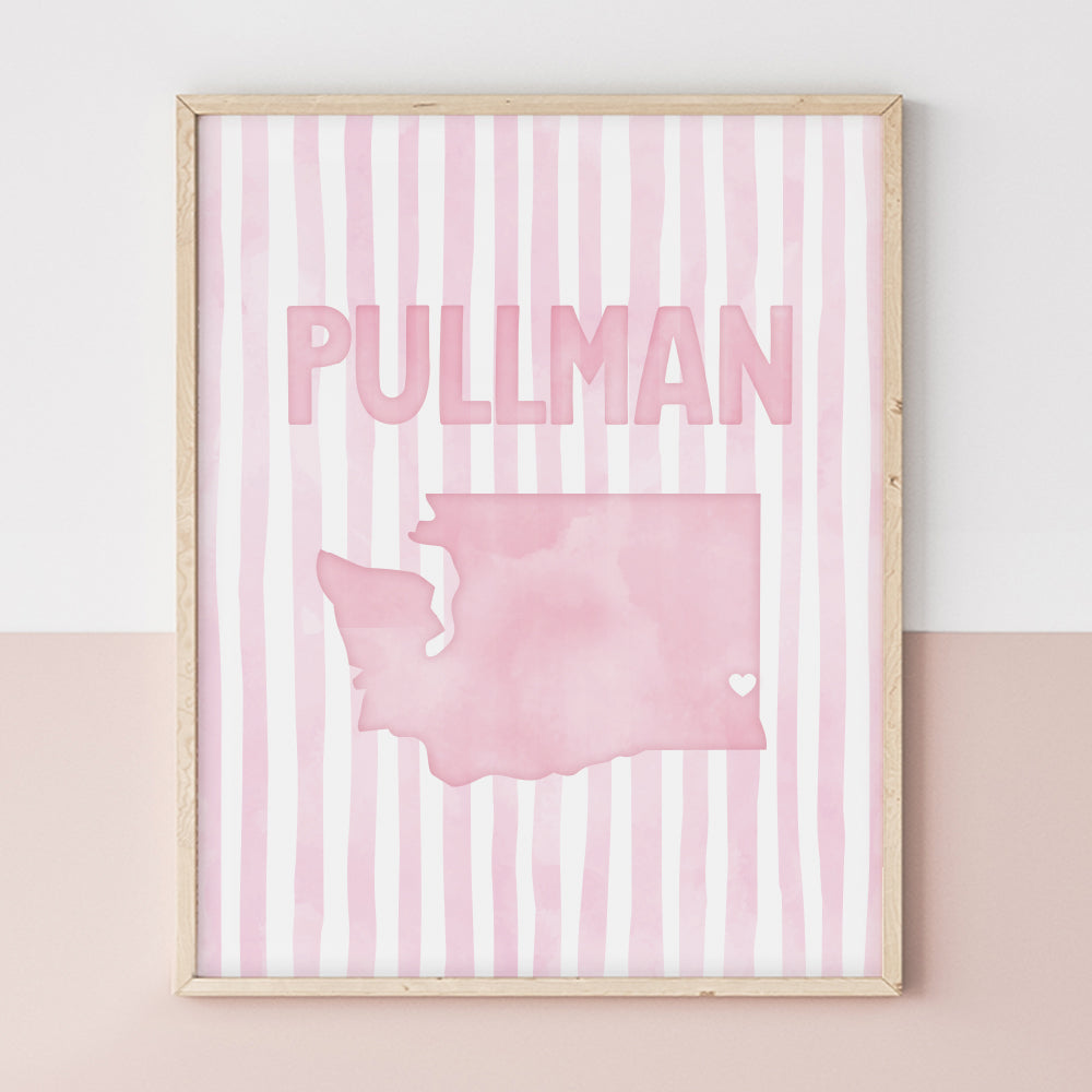 Pullman Washington Poster · Pullman Washington Pink Pastel Wall Art