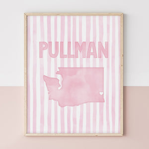 Pullman Washington Poster · Pullman Washington Pink Pastel Wall Art