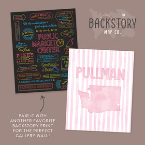 Pullman Washington Poster · Pullman Washington Pink Pastel Wall Art