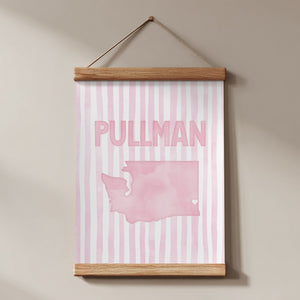 Pullman Washington Poster · Pullman Washington Pink Pastel Wall Art