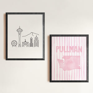 Pullman Washington Poster · Pullman Washington Pink Pastel Wall Art
