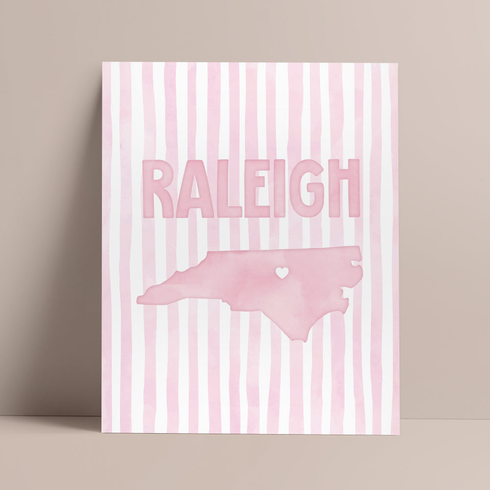 Raleigh North Carolina Poster · Raleigh North Carolina Pink Pastel Wall Art