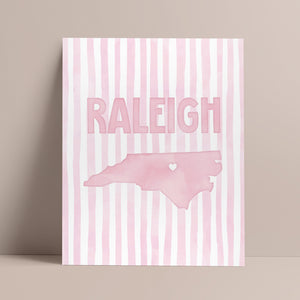 Raleigh North Carolina Poster · Raleigh North Carolina Pink Pastel Wall Art